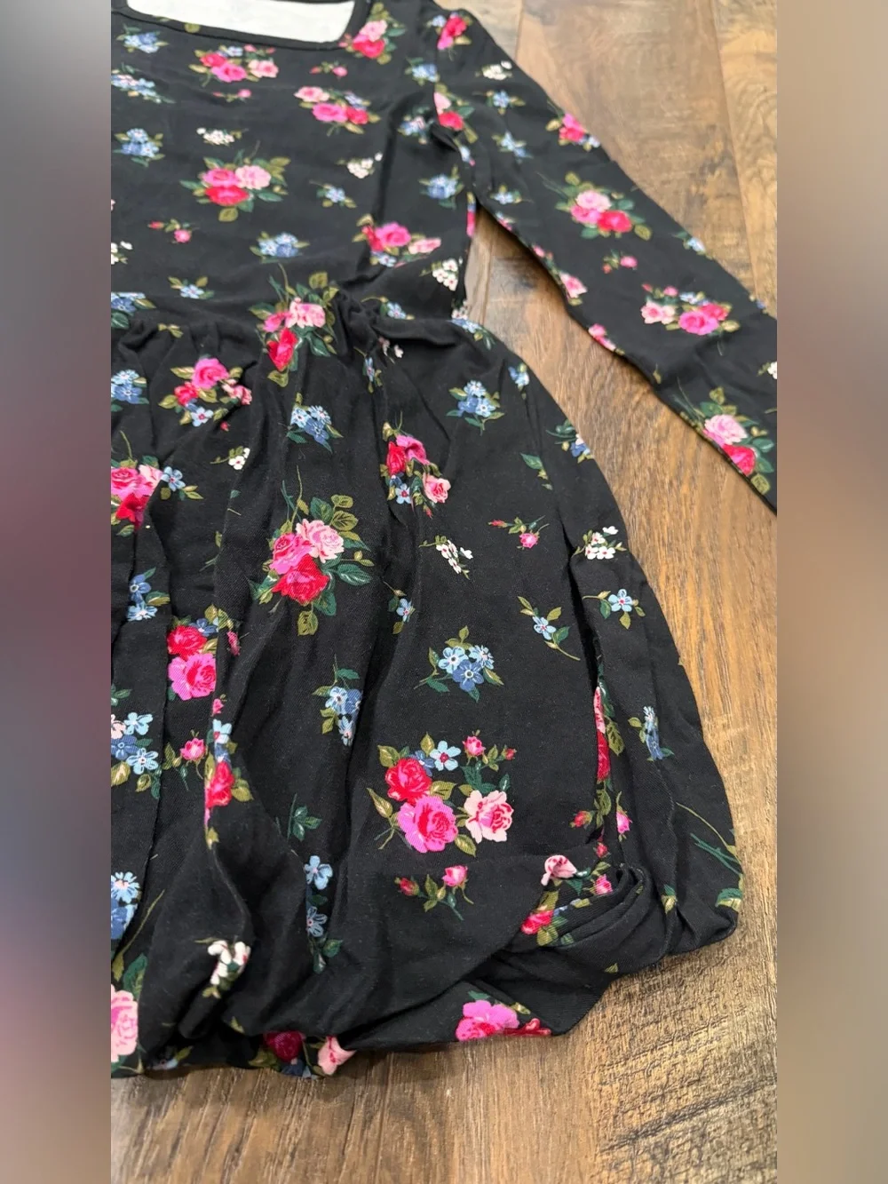 Gap Girls Bubble Dress, Black Pink Floral, Size Large (10), NEW